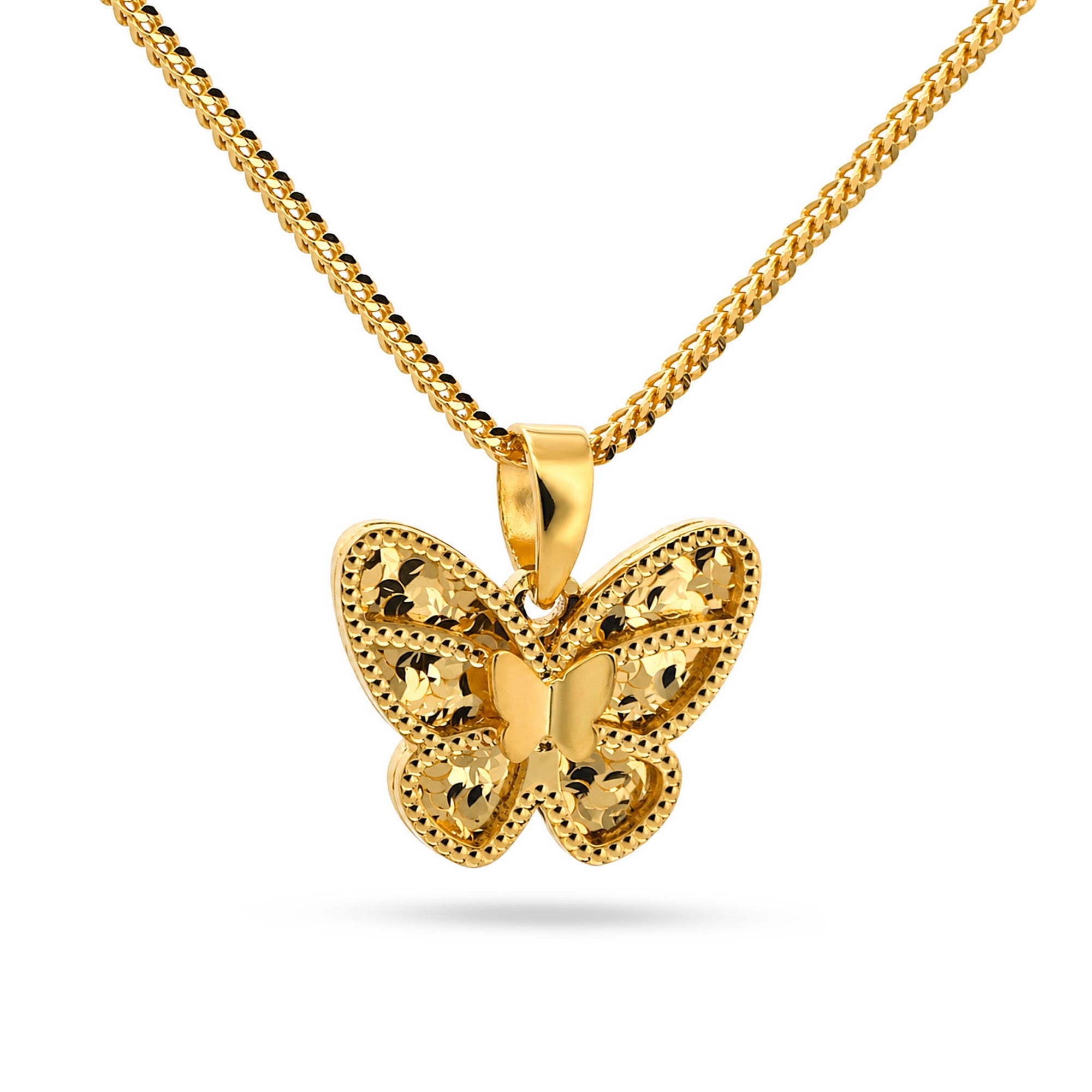 22K Gold 3D Butterfly Pendant