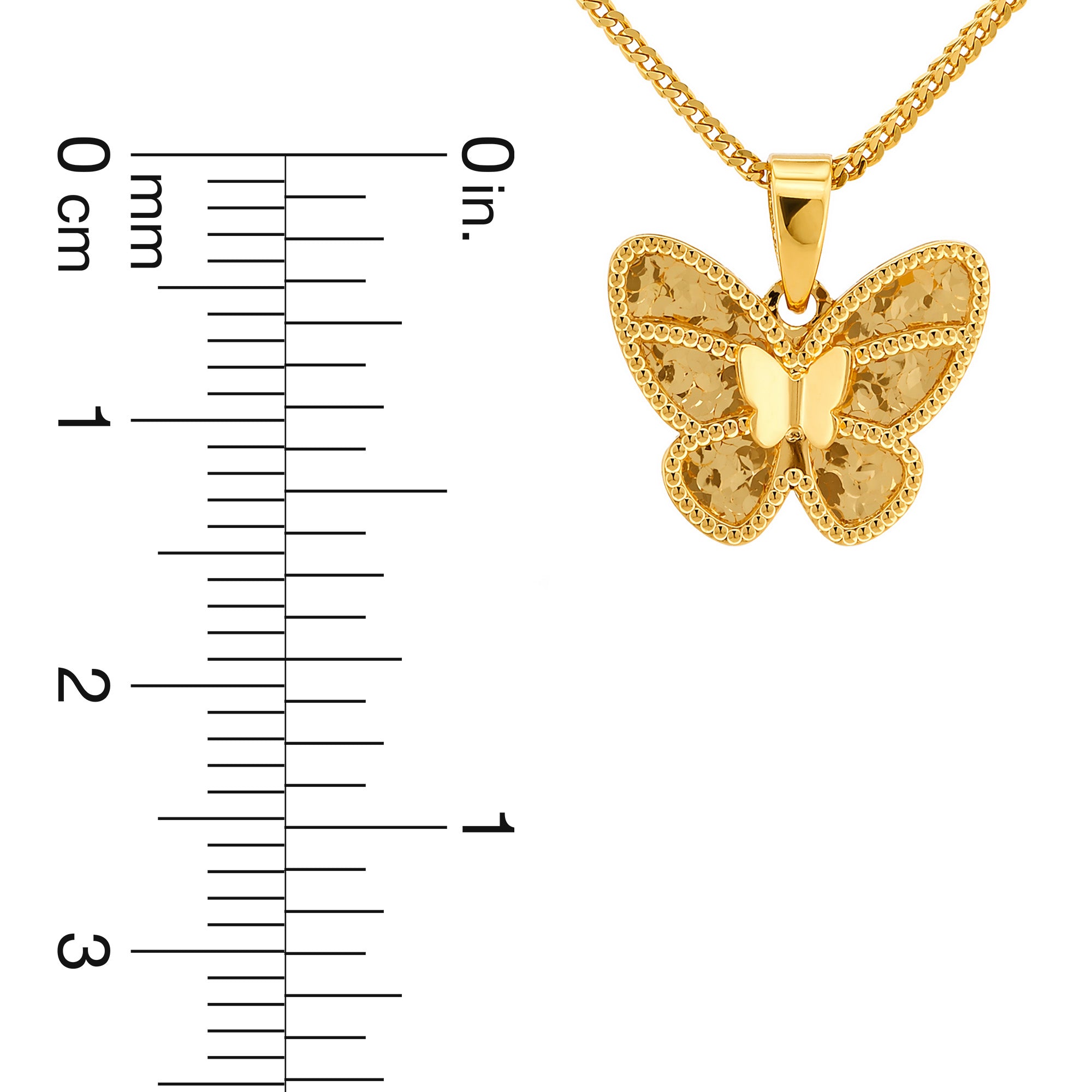 22K Gold 3D Butterfly Pendant