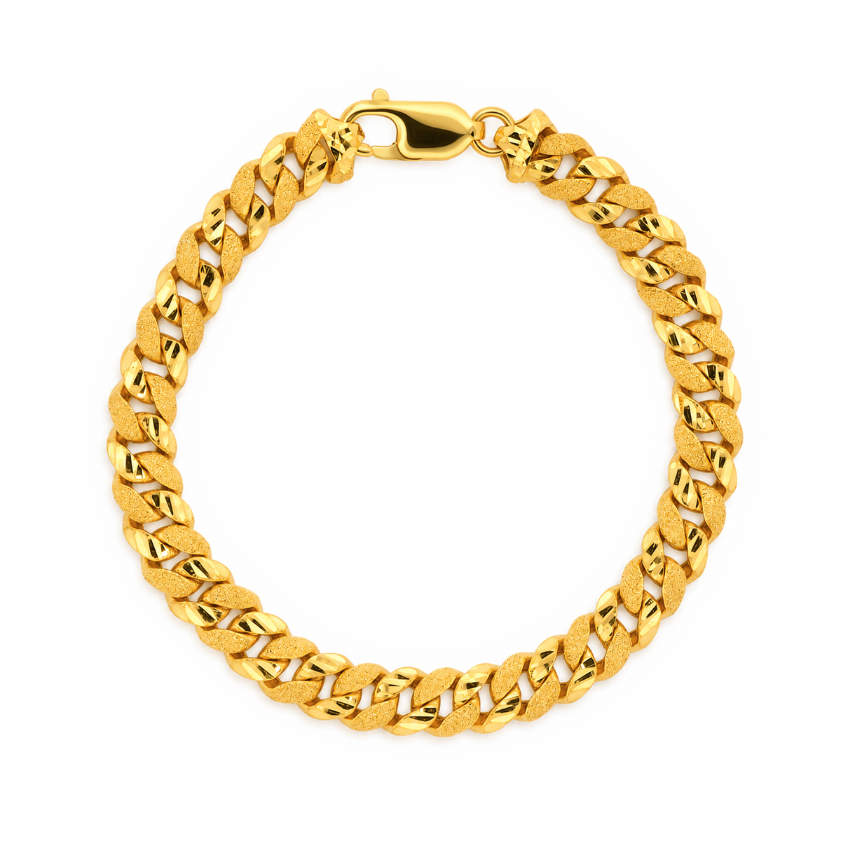 22K Gold Textured Cuban Link Bracelet