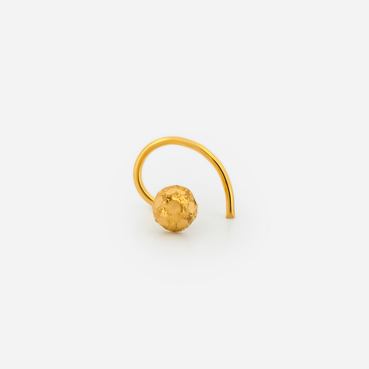 22K Gold Faceted Ball Curved Nose Pin