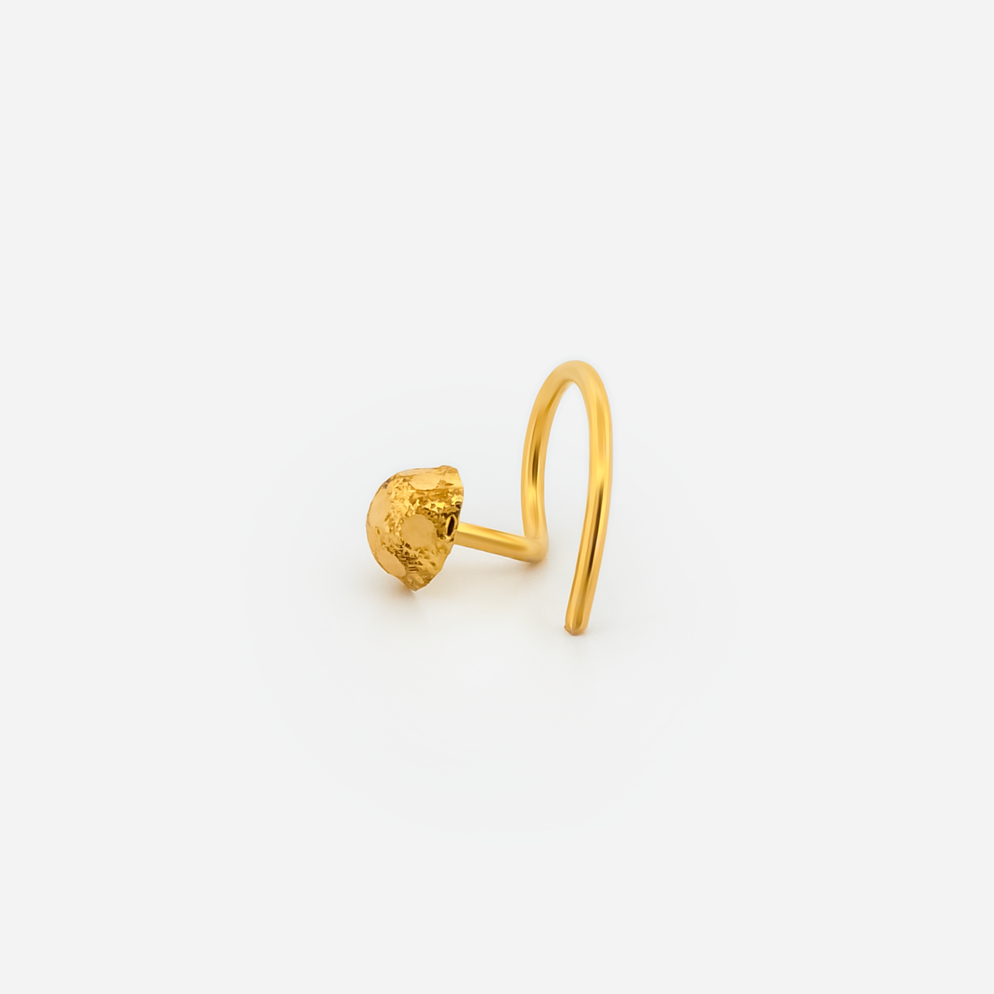 22K Gold Faceted Ball Curved Nose Pin