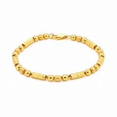22K Gold Beaded and Textured Link Bracelet