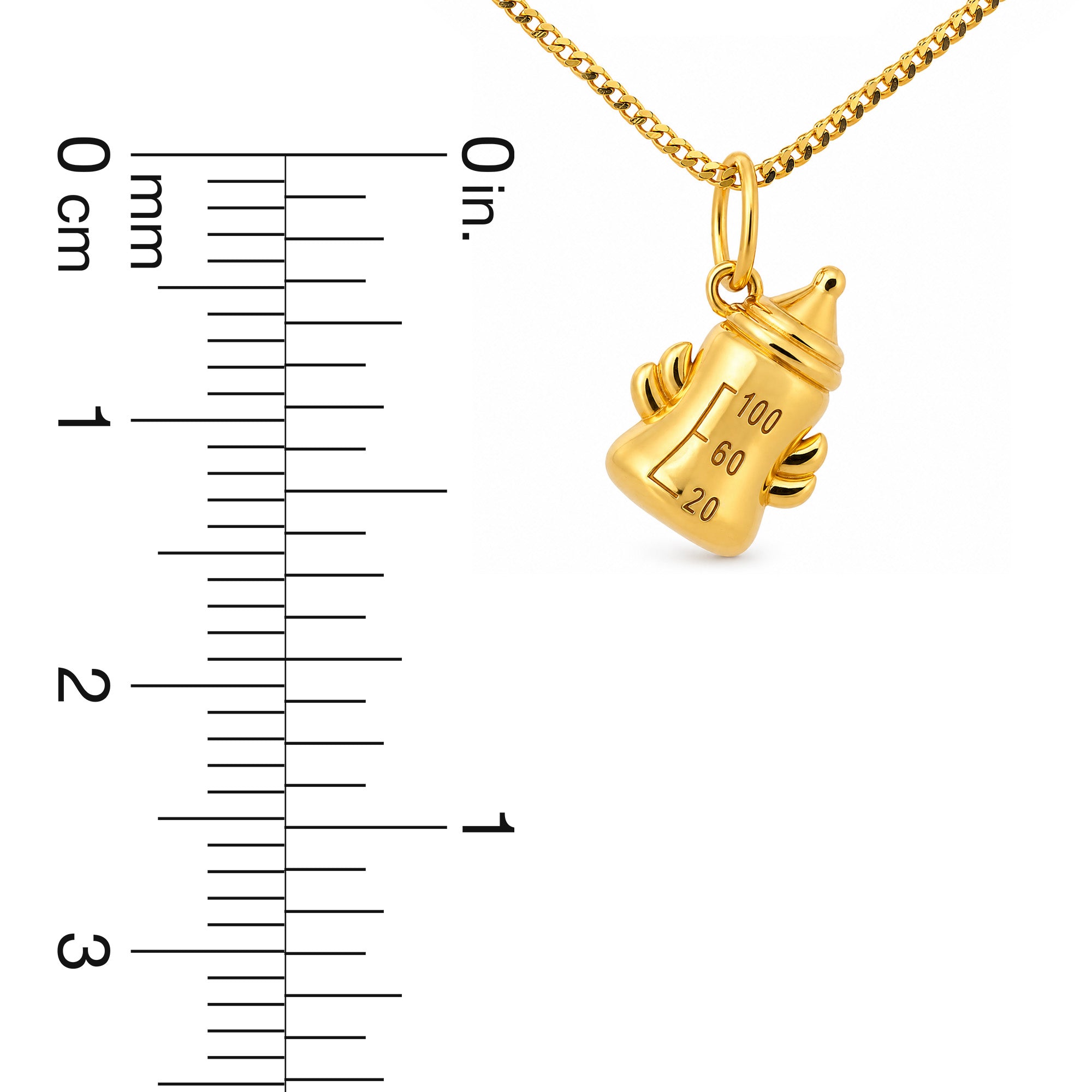 22K Gold Baby Milk Bottle Pendant