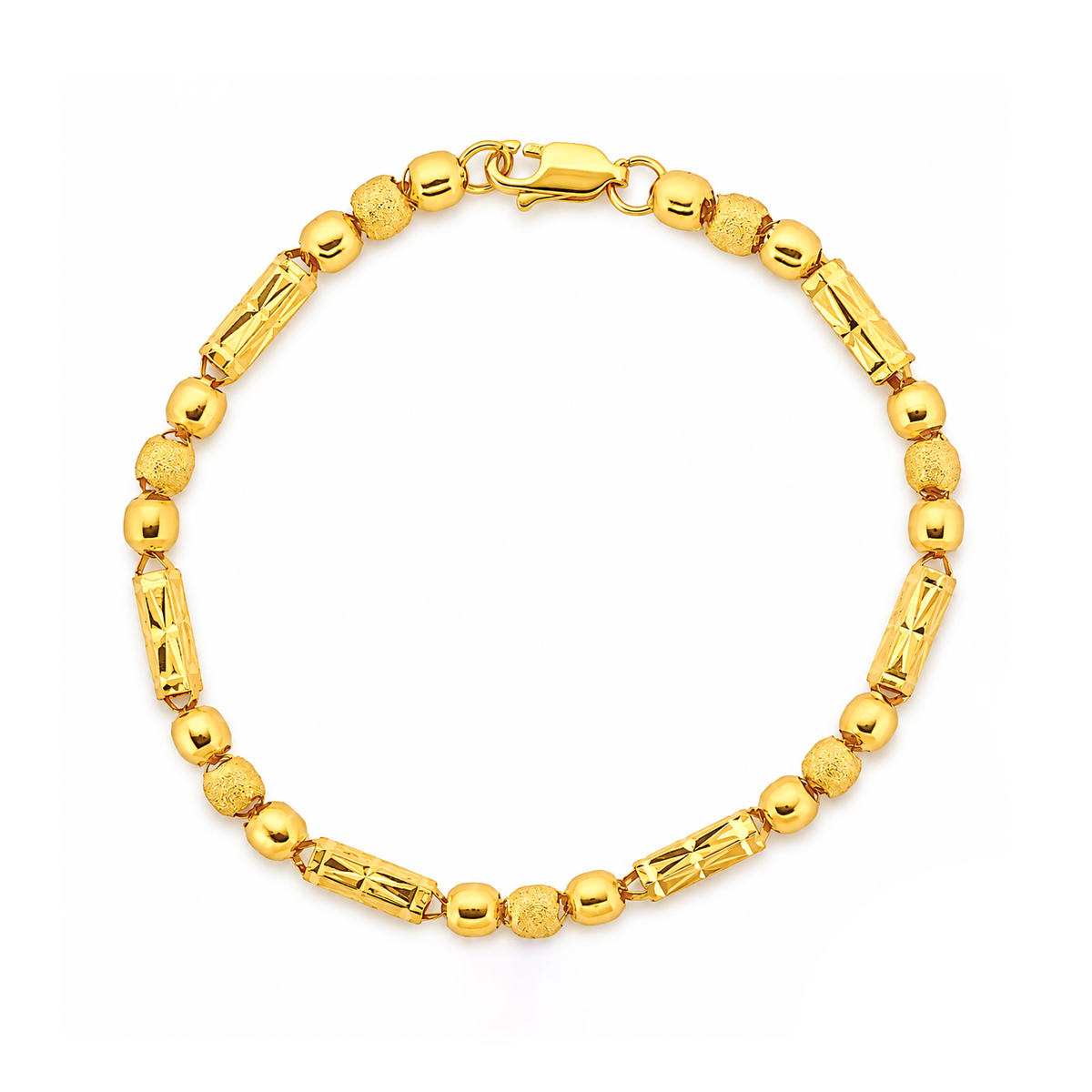 22K Gold Beaded and Textured Link Bracelet
