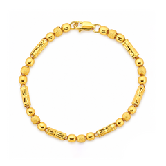 22K Gold Beaded and Textured Link Bracelet