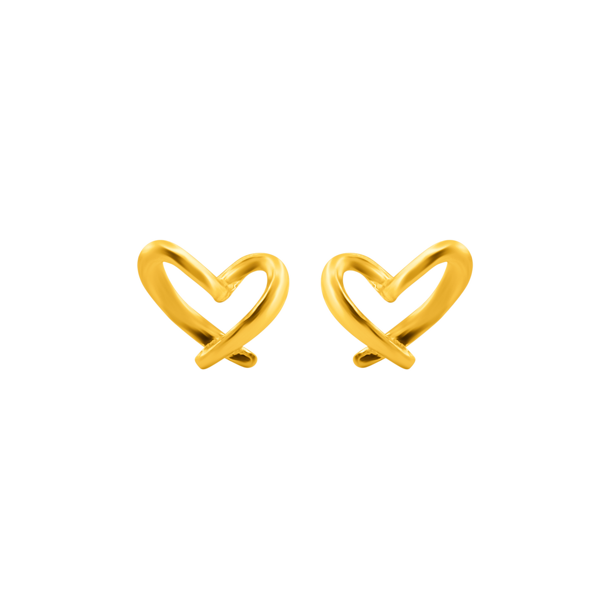 22K Gold Heart Stud Earrings