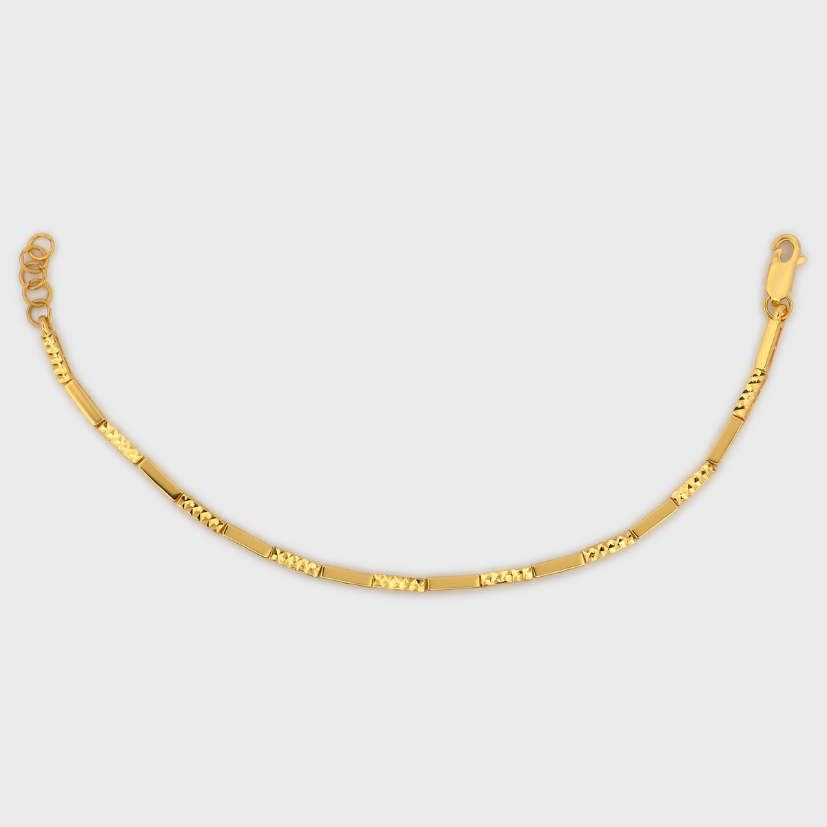 22K Gold Slim Engraved Bar Bracelet