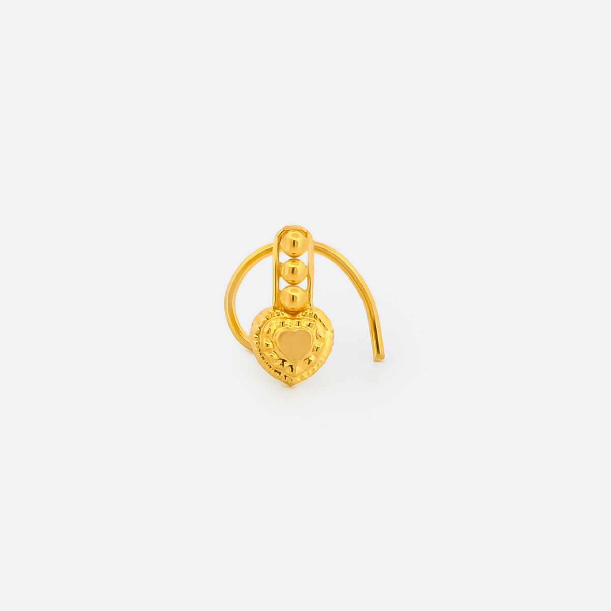 22K Gold Heart Charm Nose Pin