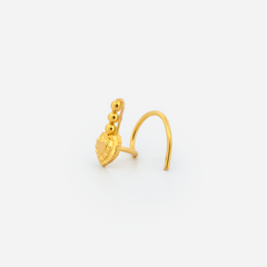 22K Gold Heart Charm Nose Pin