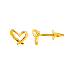 22K Gold Heart Stud Earrings