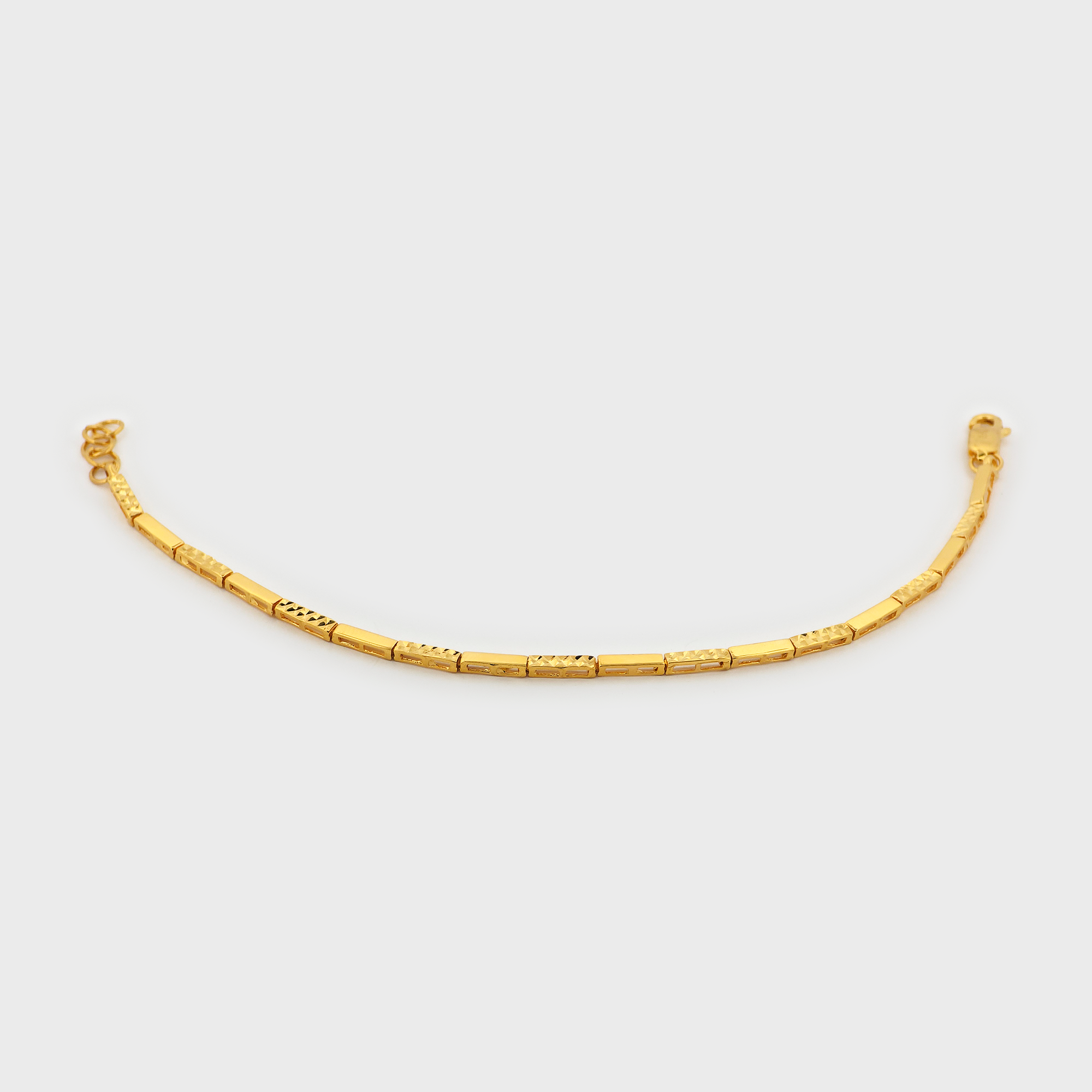 22K Gold Slim Engraved Bar Bracelet