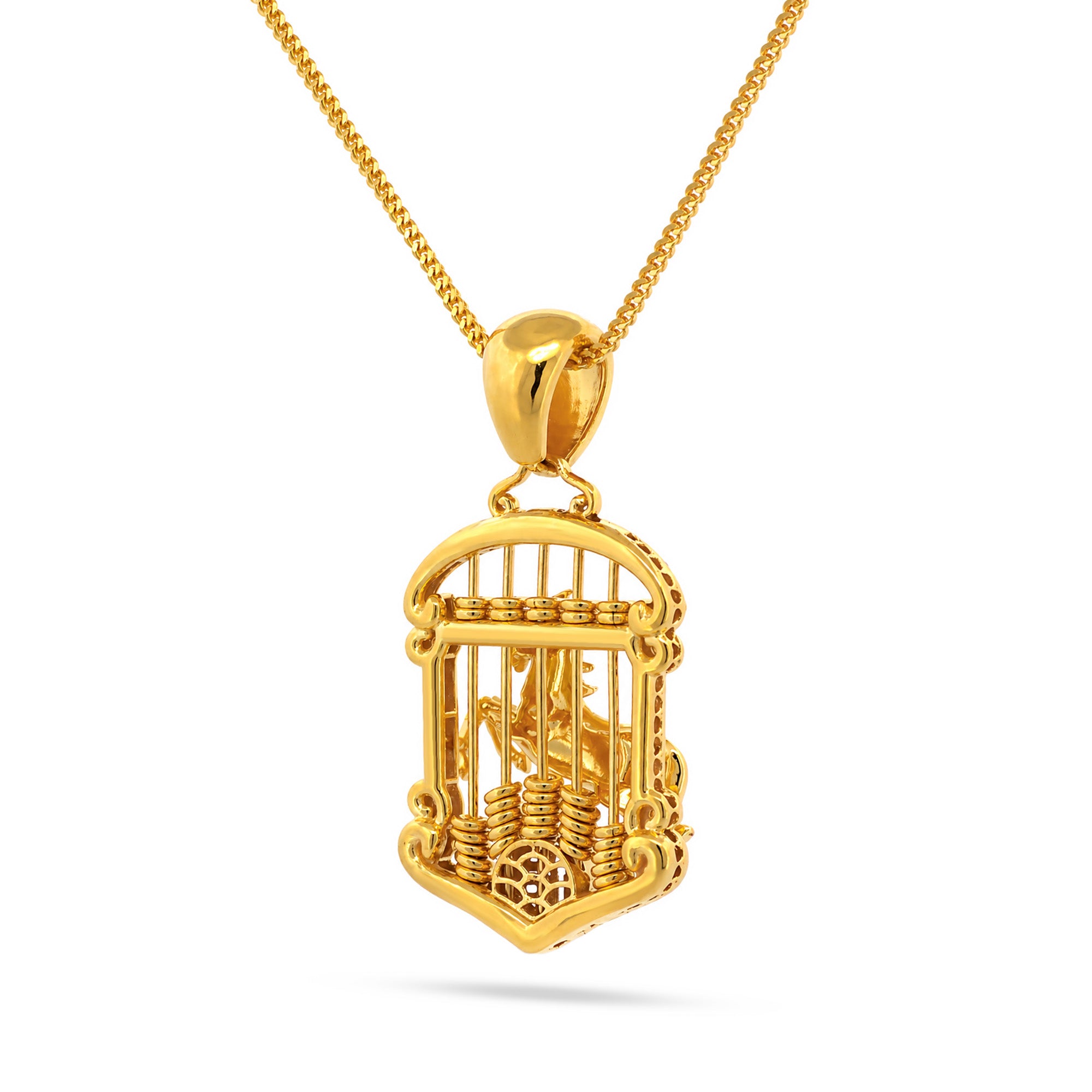 22K Gold Horse Abacus Pendant Necklace