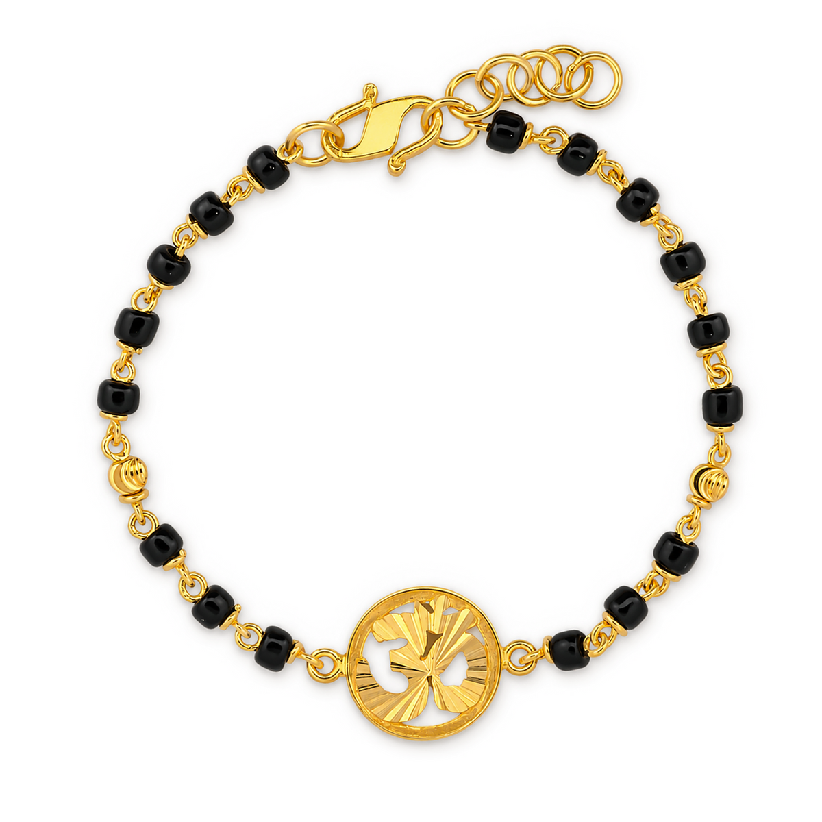 22K Gold Black Beaded OM Nazariya Baby Bracelet