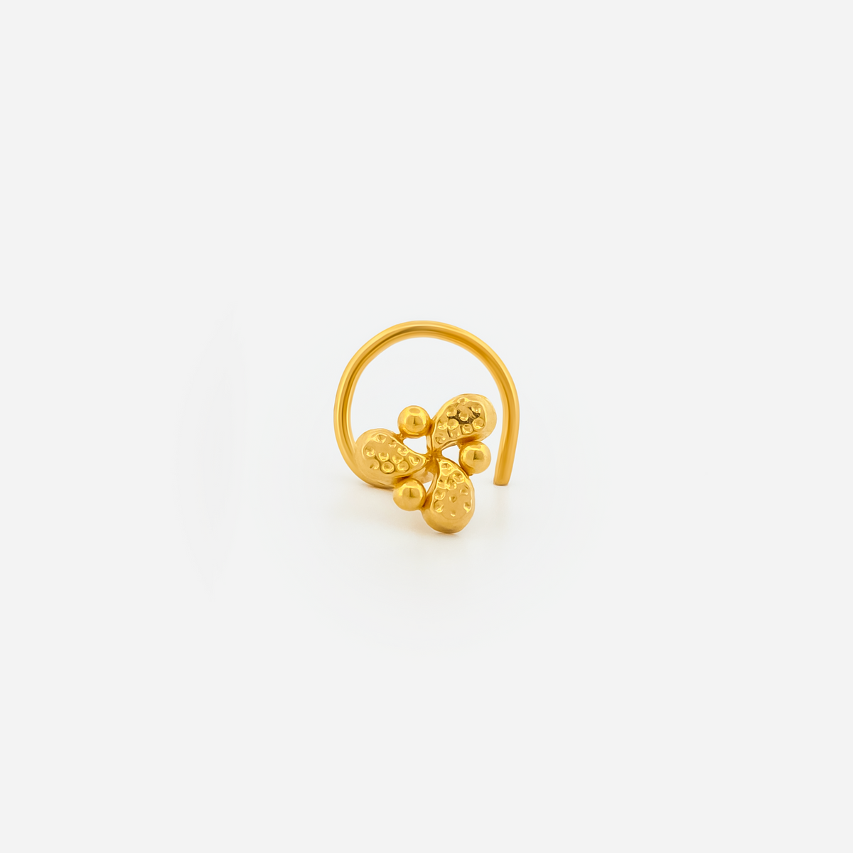 22K Gold Floral Cluster Charm Nose Pin