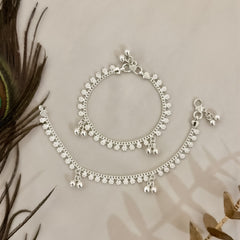 Silver Floral Anklets