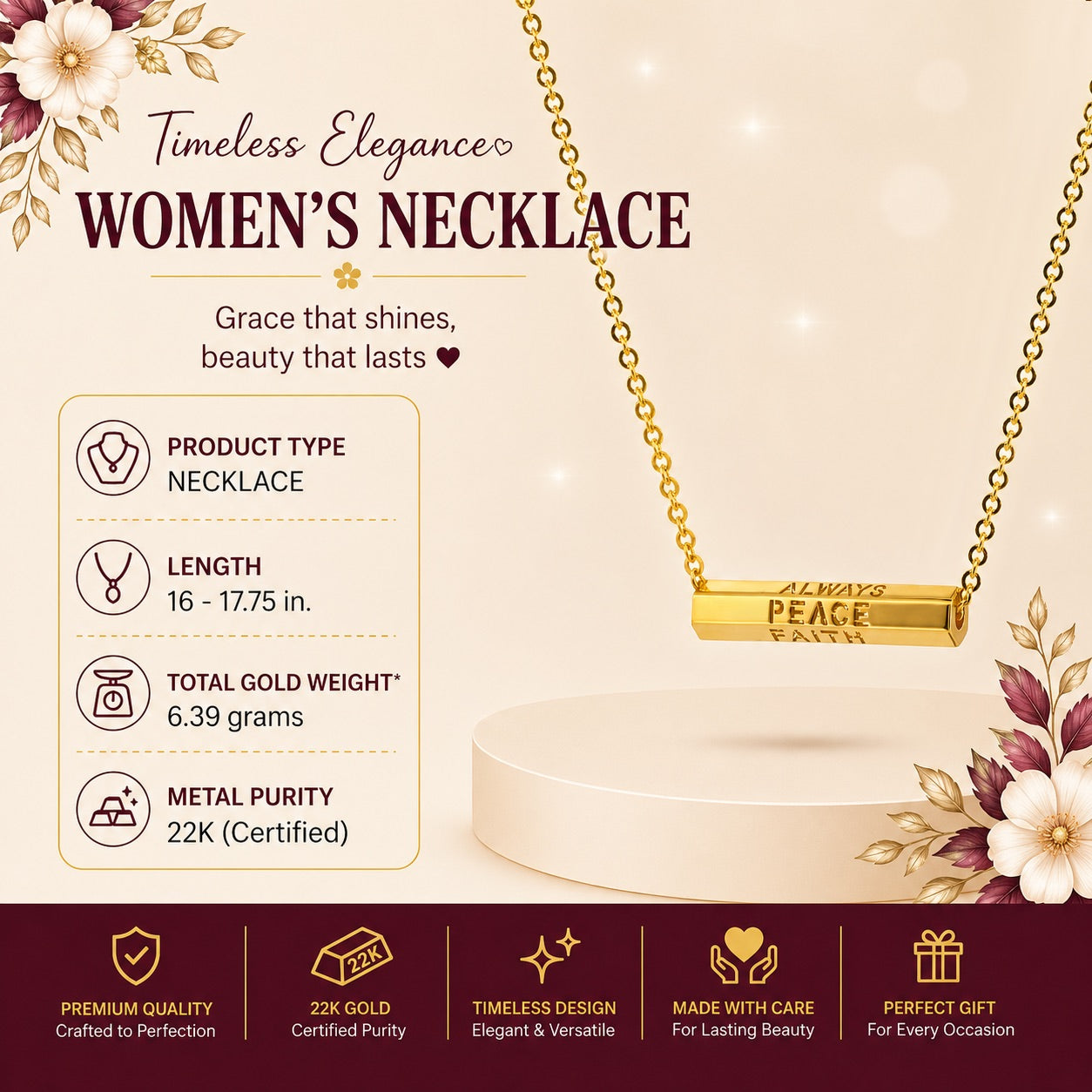 22K Gold Rotating Charm Necklace
