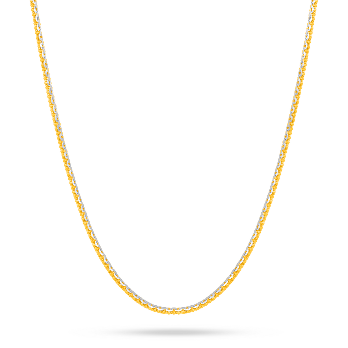 22K Gold Two-Tone Cable Bead Chain - 18"