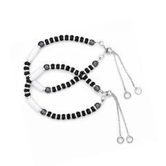 Silver White & Black Nazariya Kids Bracelets - Set of 2