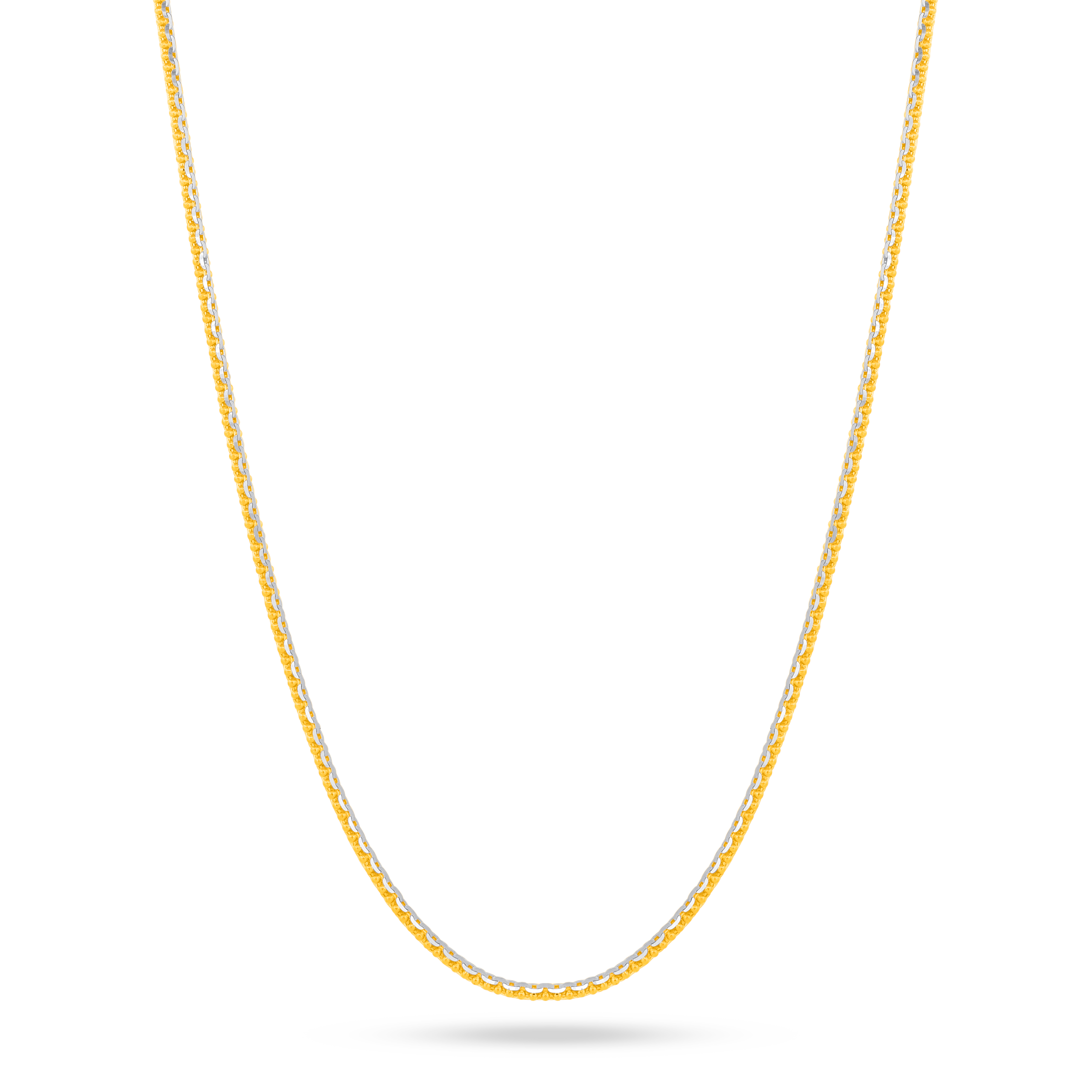22K Gold Two-Tone Cable Bead Chain - 18"