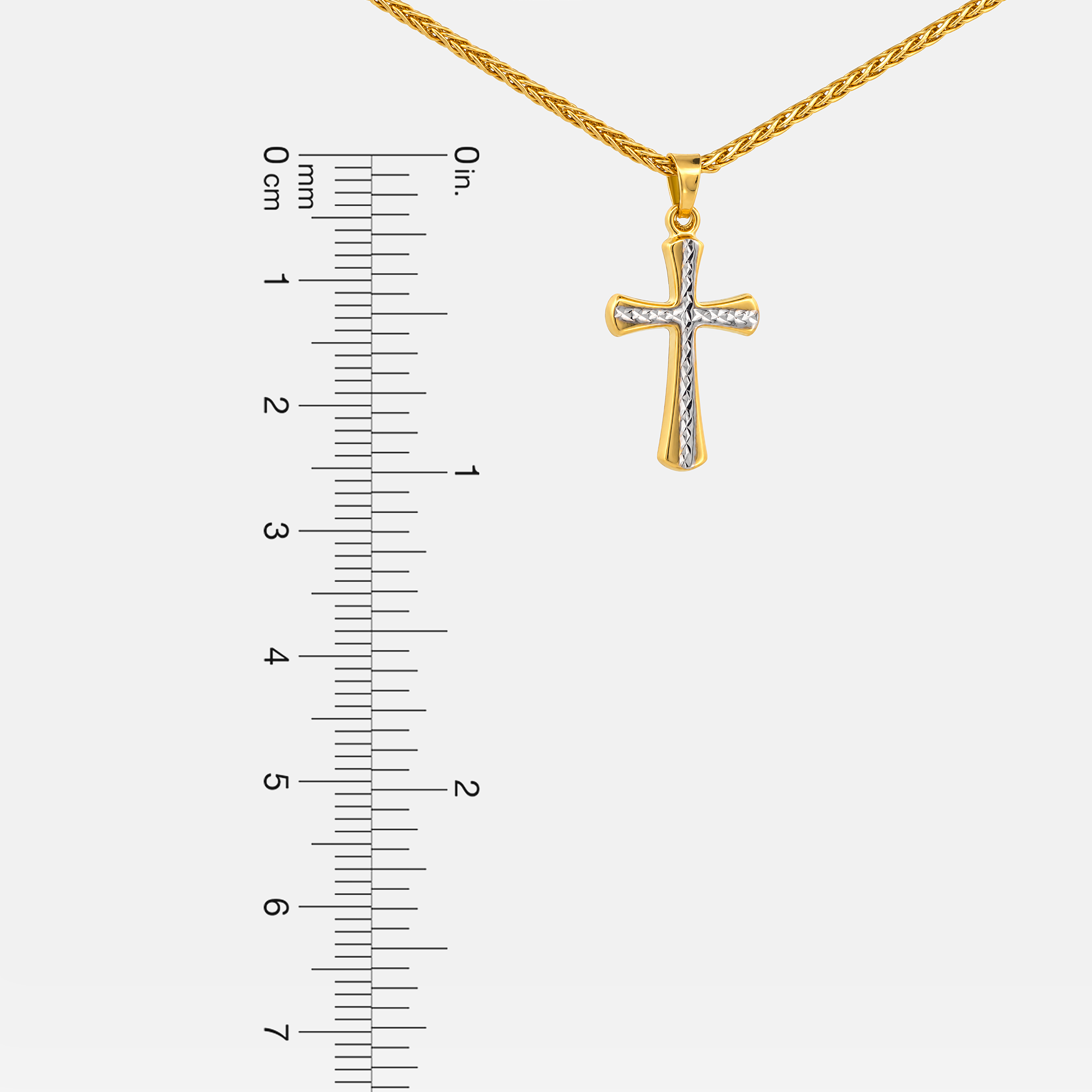 22K Gold Two-Tone Cross Pendant