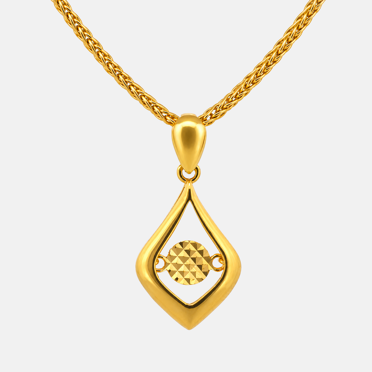 22K Gold Textured Teardrop Pendant