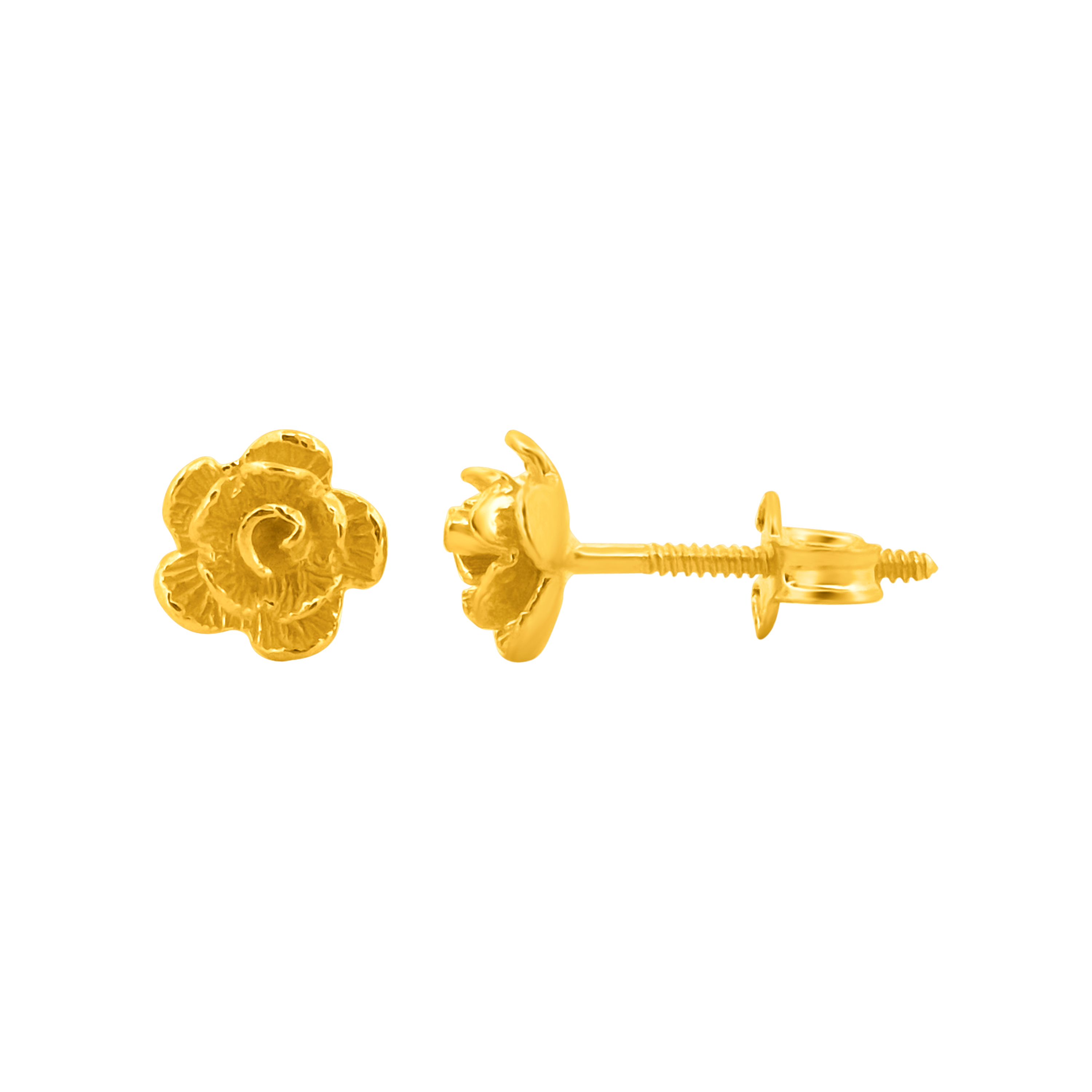 22K Gold Bloom Rose Stud Earrings