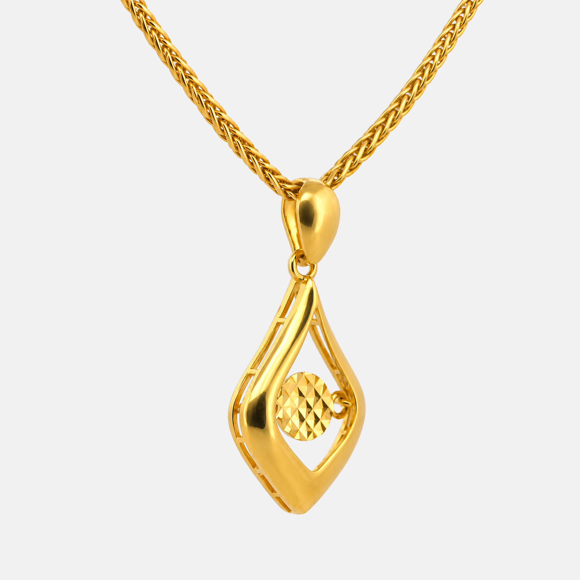 22K Gold Textured Teardrop Pendant