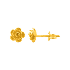 22K Gold Bloom Rose Stud Earrings