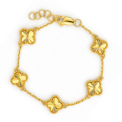 22K Gold Floral Medallion Clover Bracelet