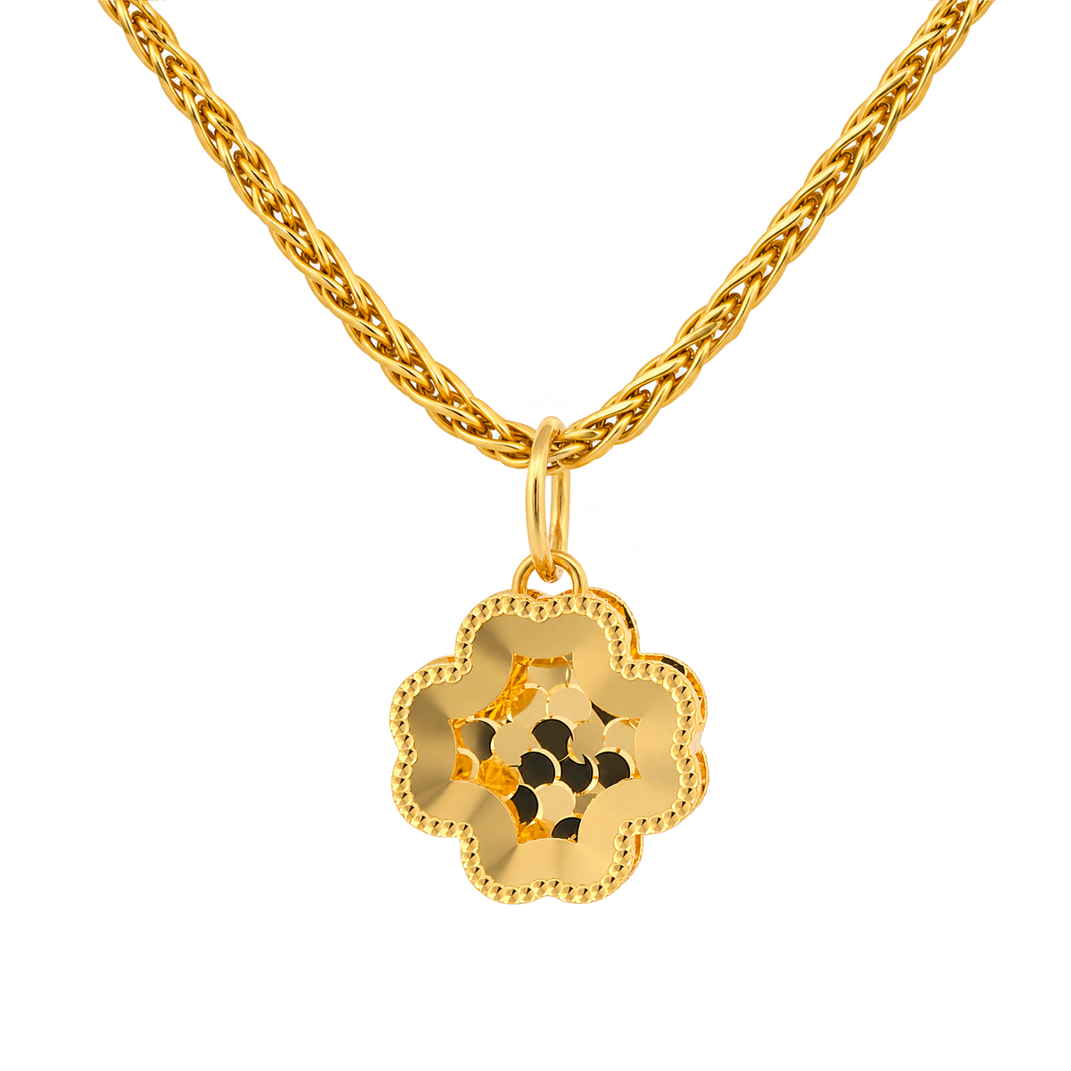 22K Gold Floral Medallion Pendant