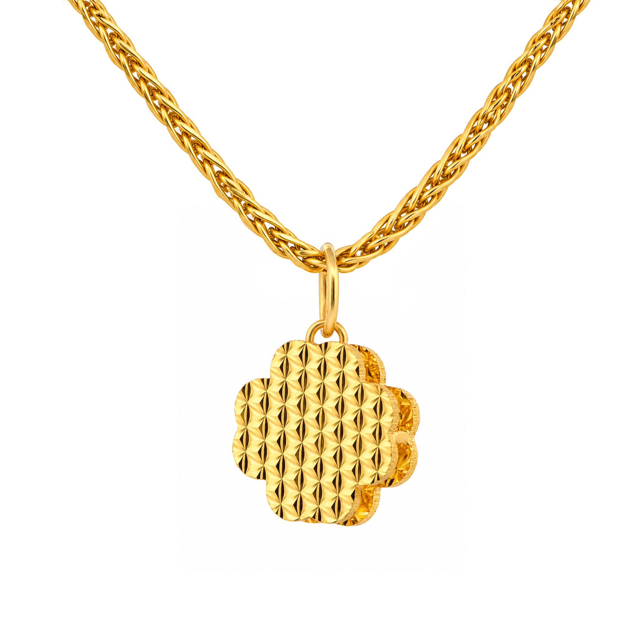 22K Gold Floral Medallion Pendant