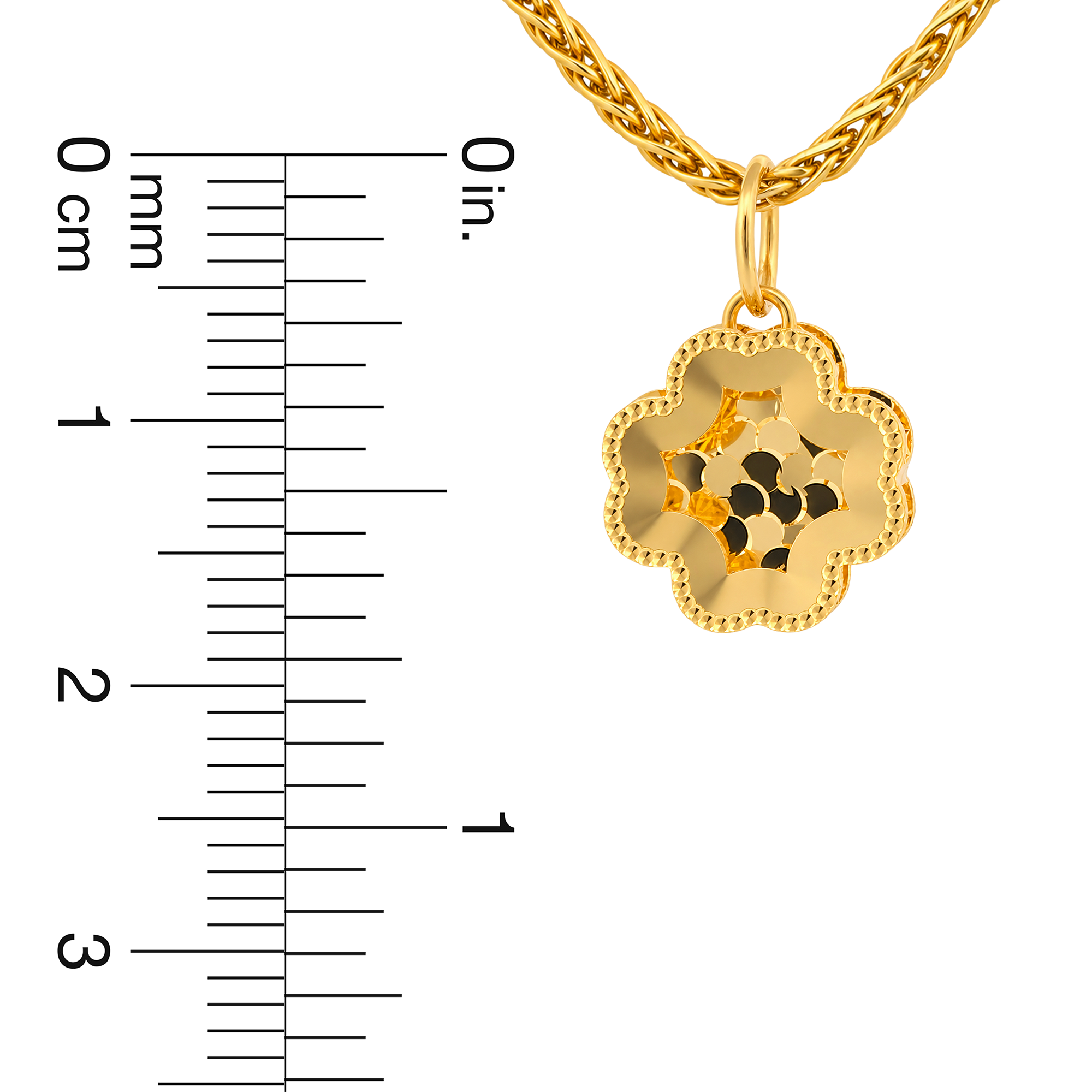 22K Gold Floral Medallion Pendant