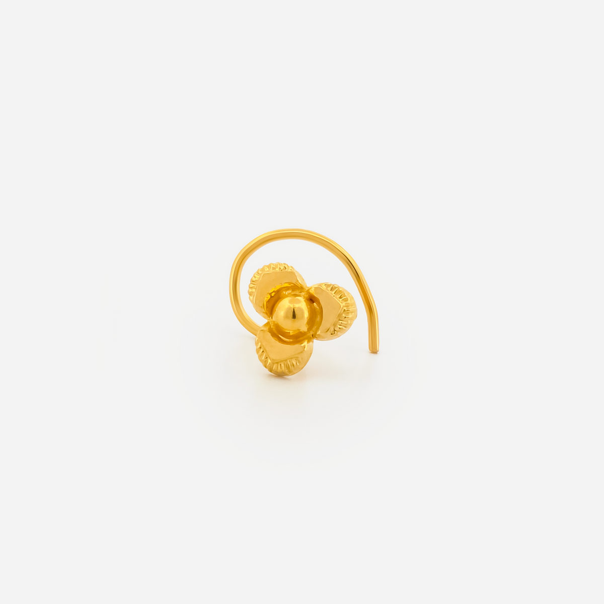 22K Gold Minimal Leaf Charm Nose Pin