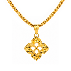 22K Gold Floral Quatrefoil Pendant