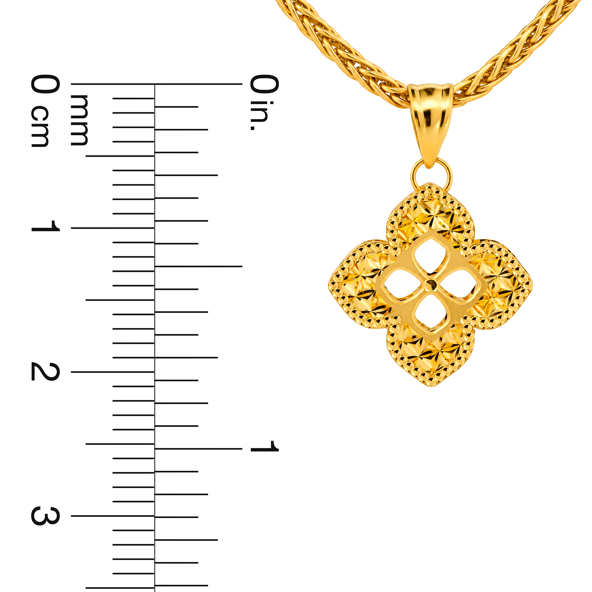 22K Gold Floral Quatrefoil Pendant