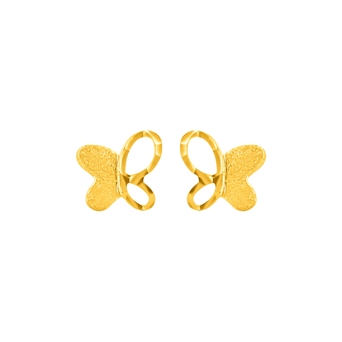 22K Gold Butterfly Stud Earrings