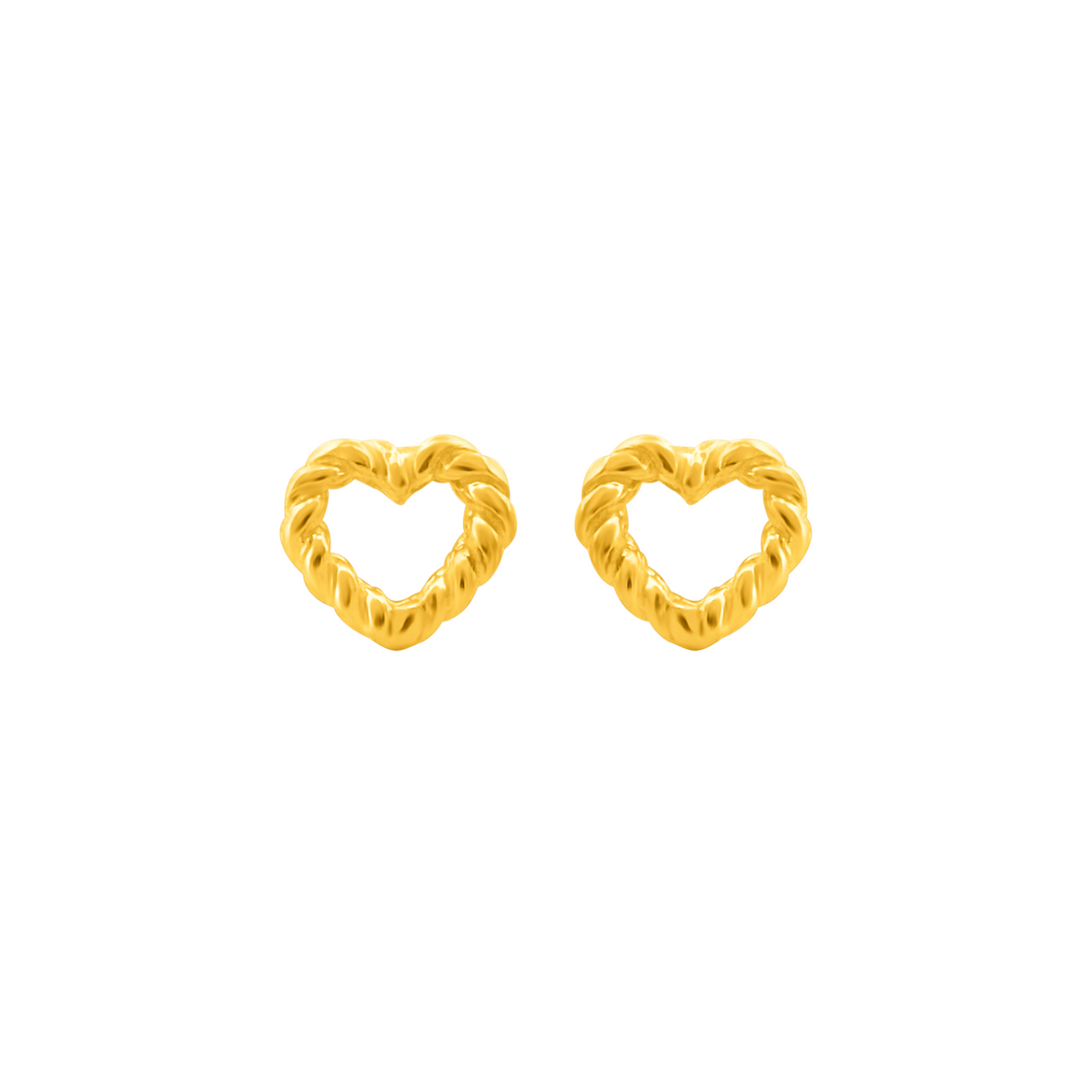 22K Gold Heart Stud Earrings
