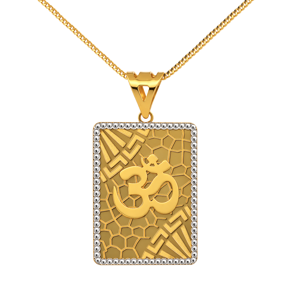 22K Gold OM Textured Pendant