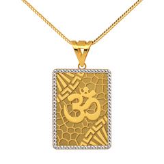 22K Gold OM Textured Pendant