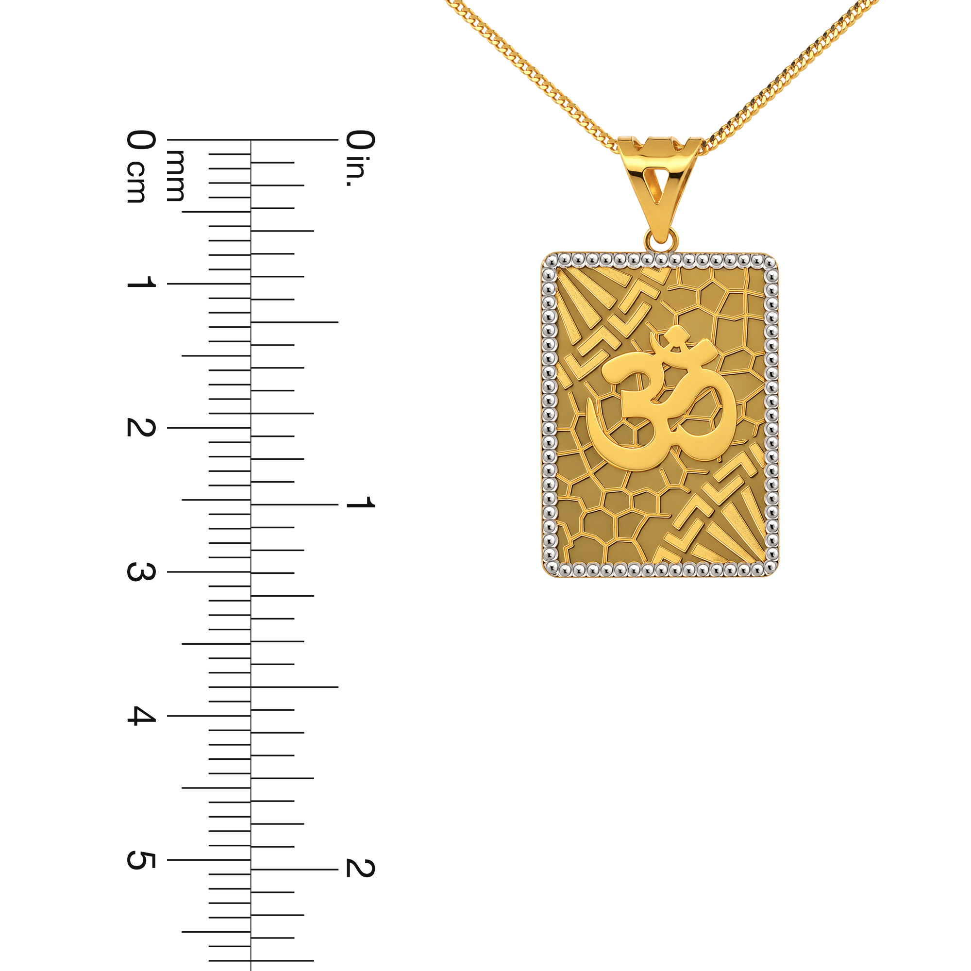 22K Gold OM Textured Pendant