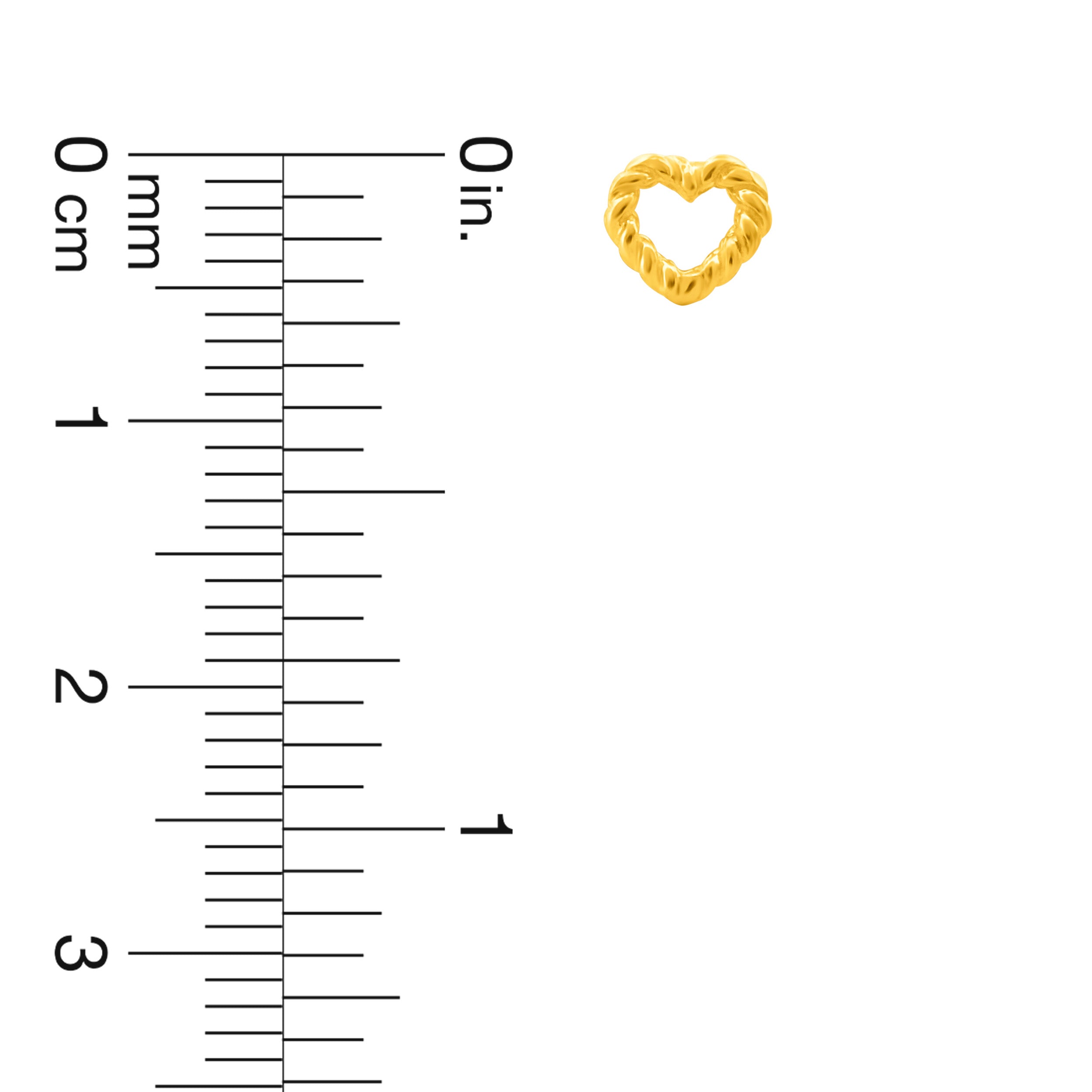 22K Gold Heart Stud Earrings