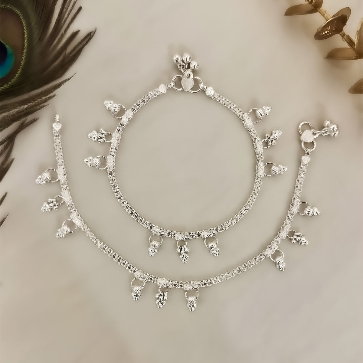 Silver Charm Anklets