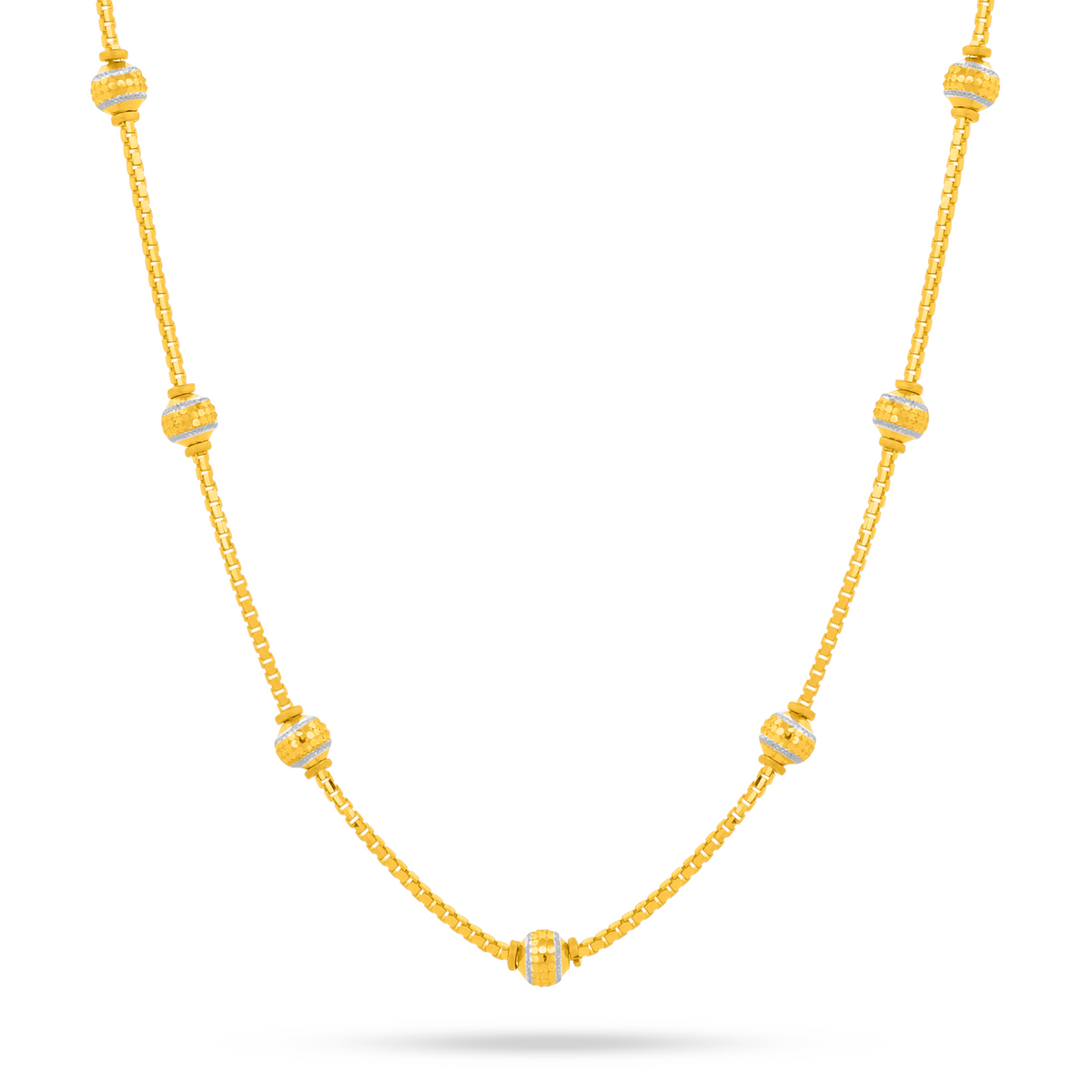 22K Gold Beaded Box Necklace