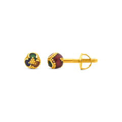 22K Gold  Enchanted Meenakari Orb Stud Earrings