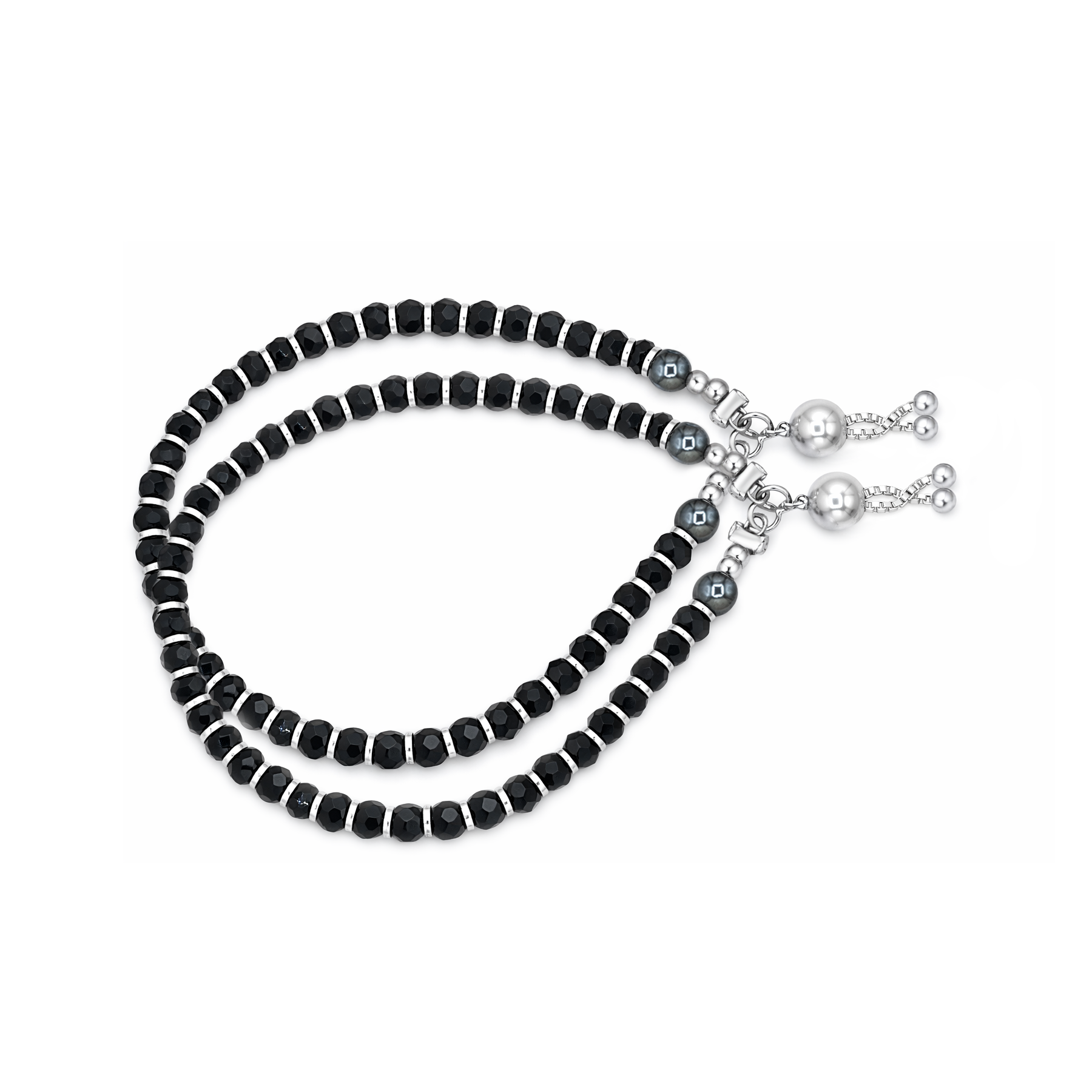 Silver Black Nazariya Kids Bracelets - Set of 2