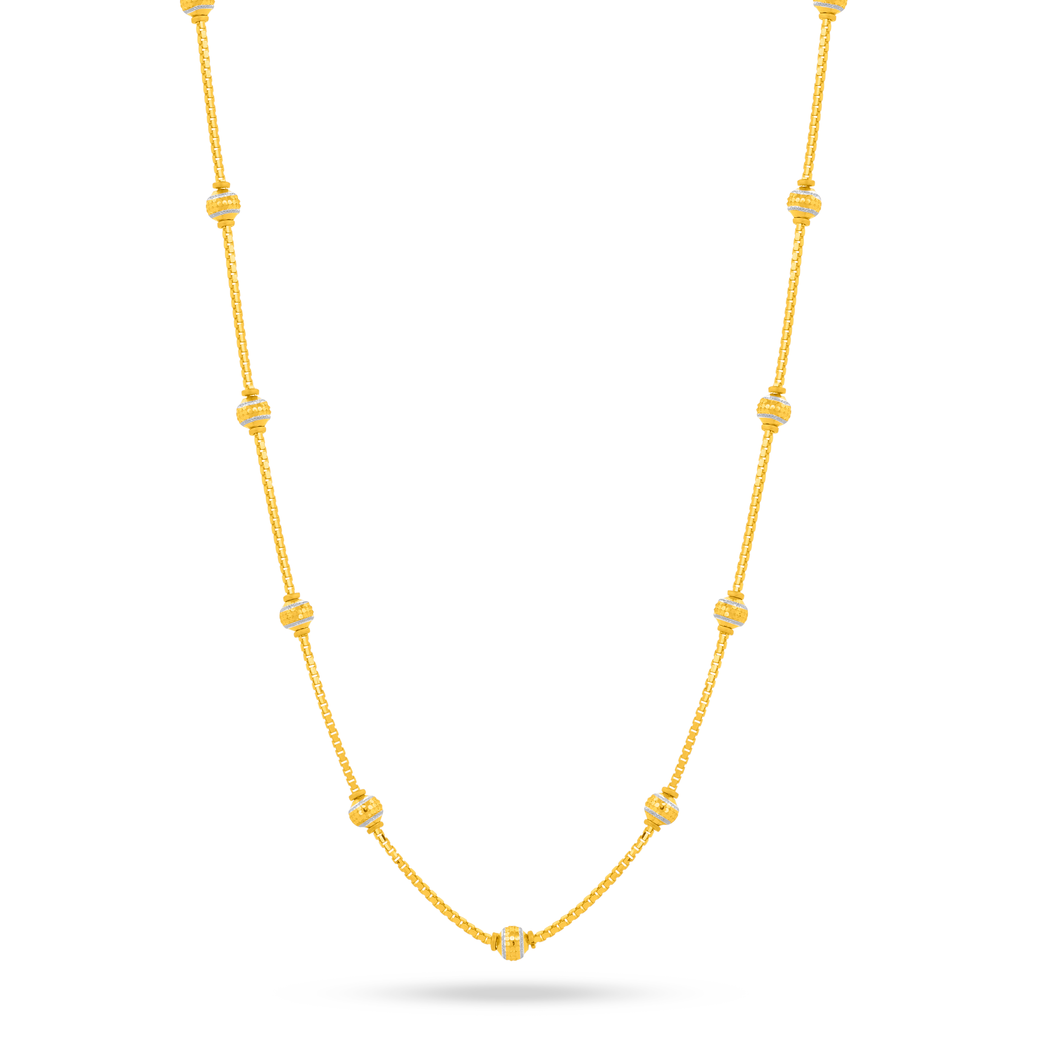 22K Gold Beaded Box Necklace