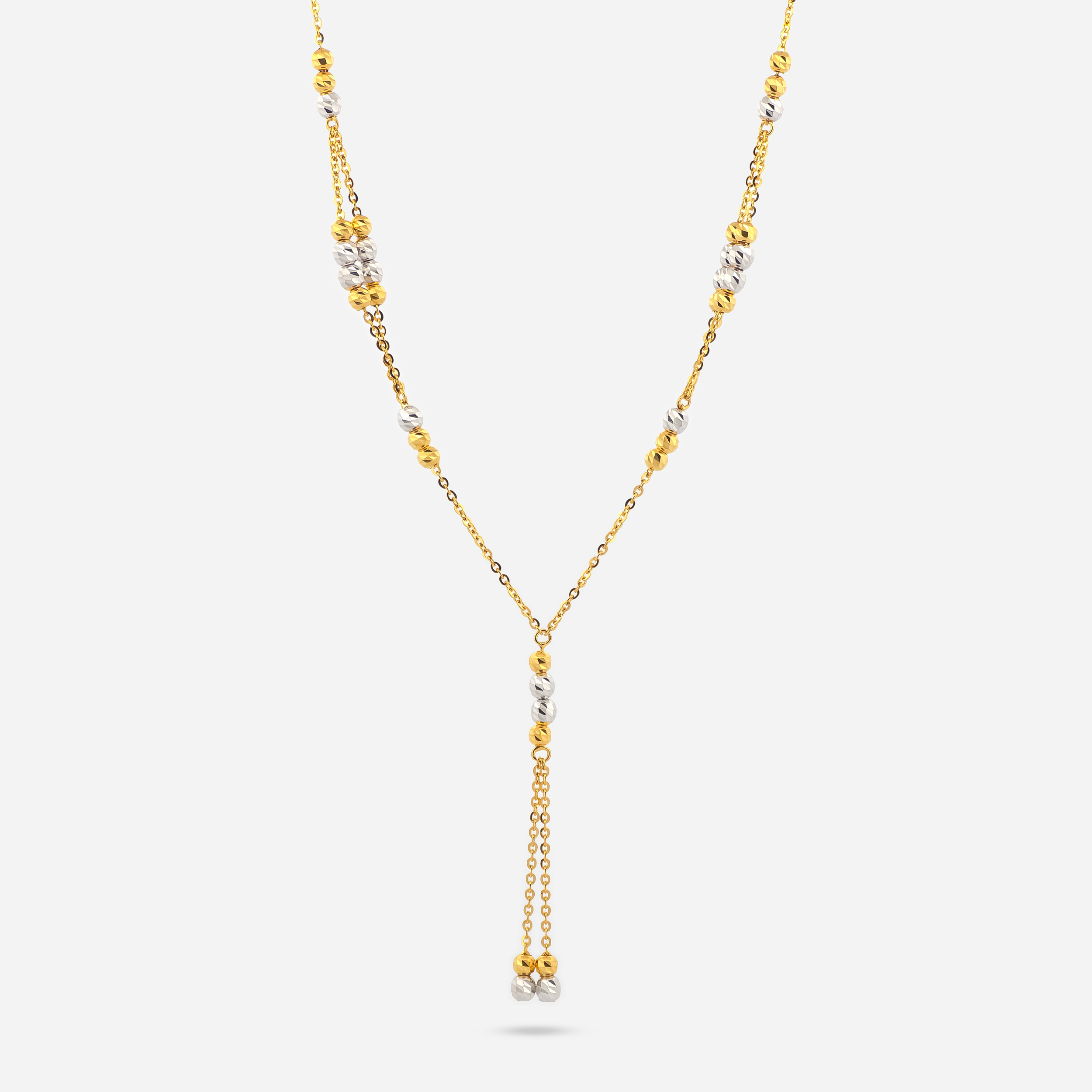 22K Gold Bead Drop Necklace