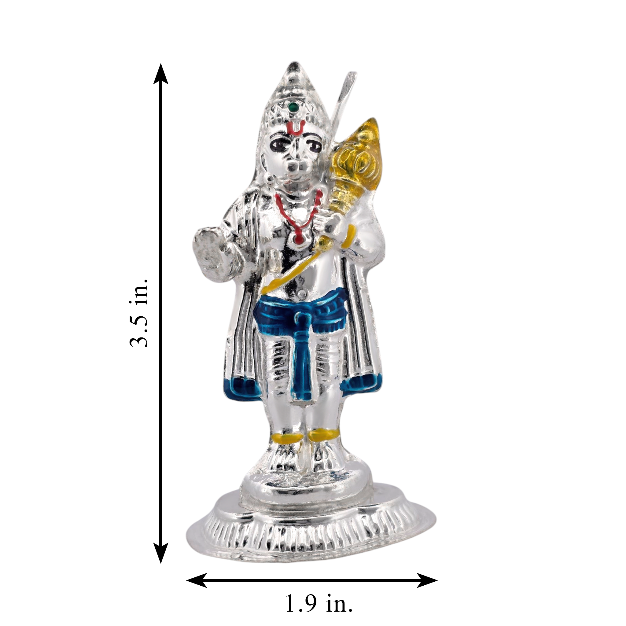 Silver Hanuman with Mace Idol