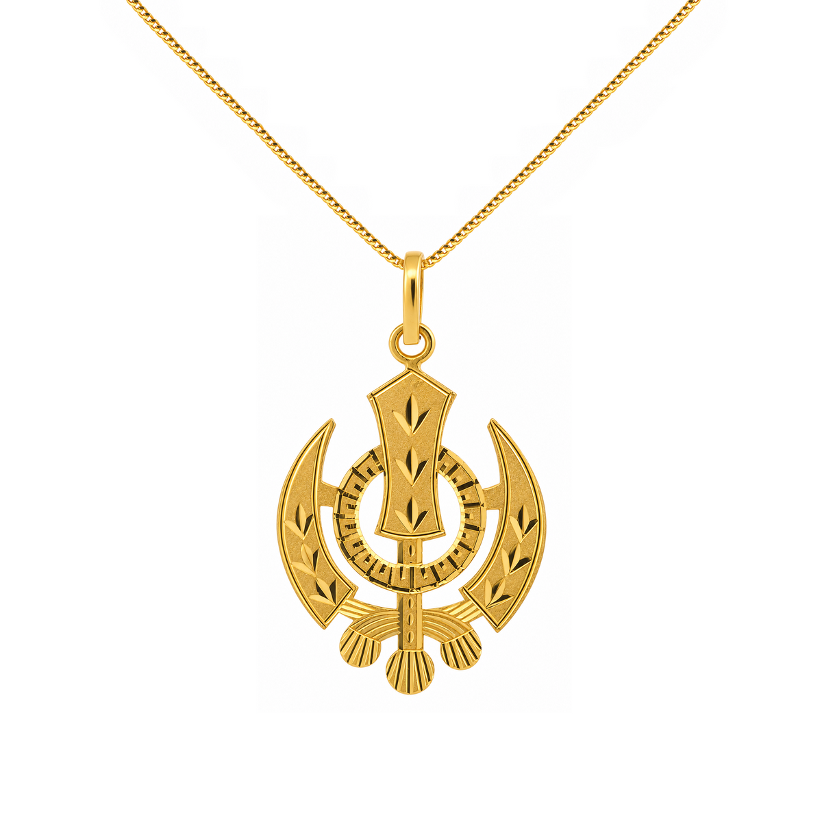 22K Gold Khanda Emblem Pendant