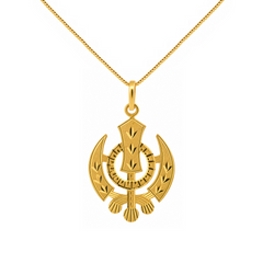 22K Gold Khanda Emblem Pendant